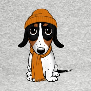 Piebald Dachshund - Cute Dog Wearing Beanie Cap T-Shirt